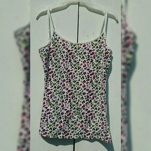 Lime green and pink leopard print camisole